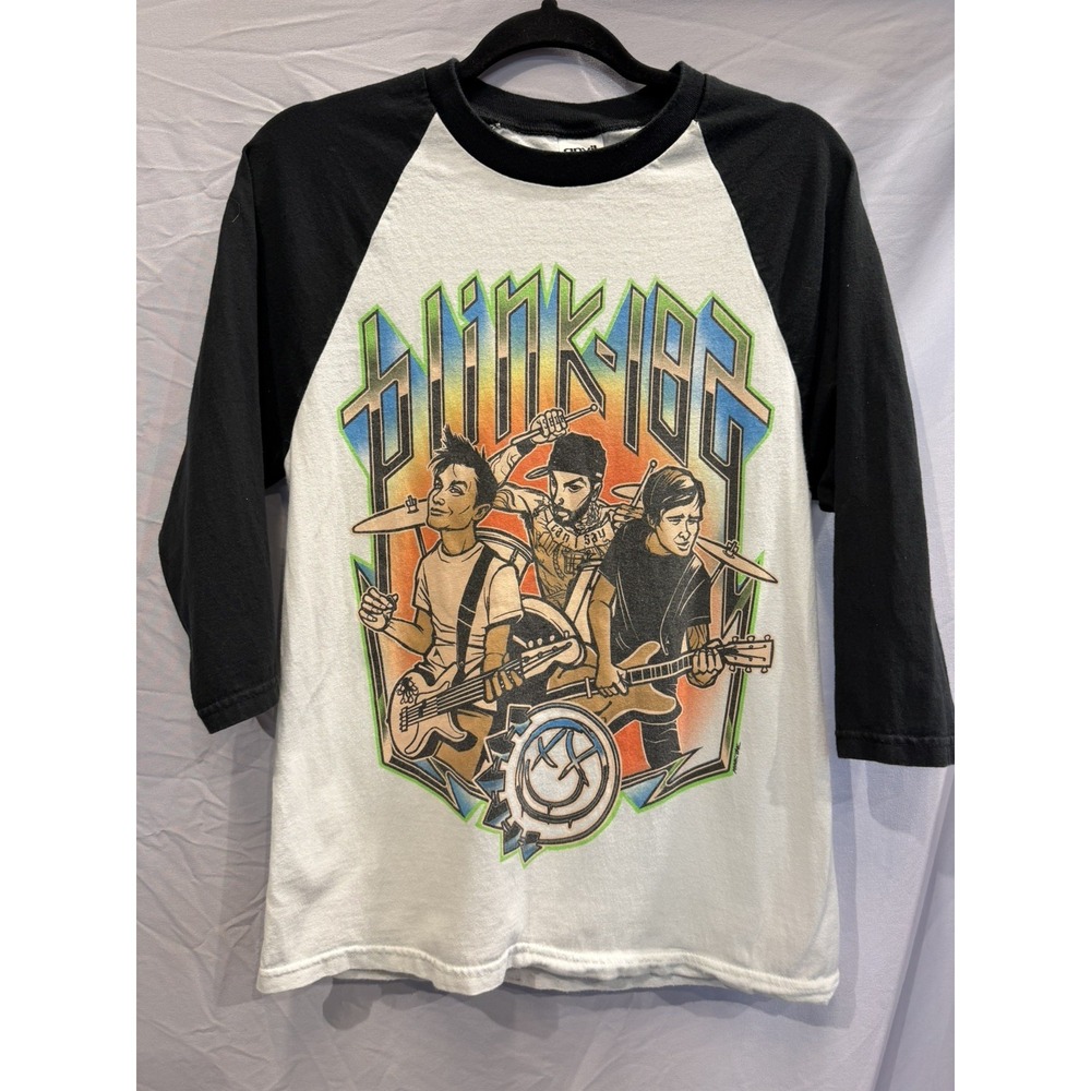 BLINK 182 Summer 2009 Reunion Tour Baseball Raglan T Shirt with Dates small
